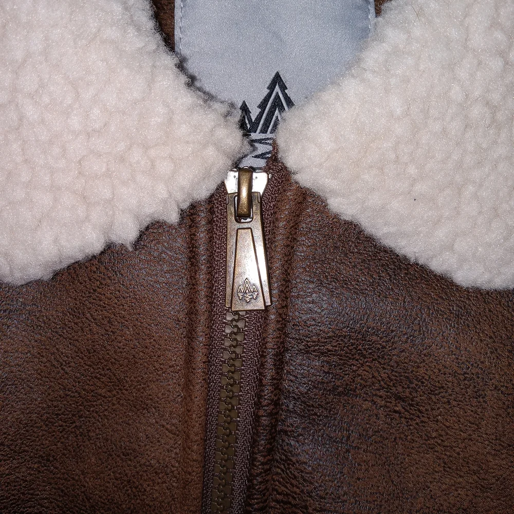 Rainforest Shearling Lined Nubuk Aviator Zip Bomber Jacket Mens Large - Picture 7 of 13